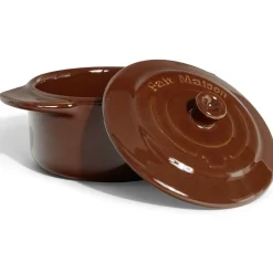 Gifi Mini cocotte individuelle en céramique avec couvercle - marron clair ou foncé Discount