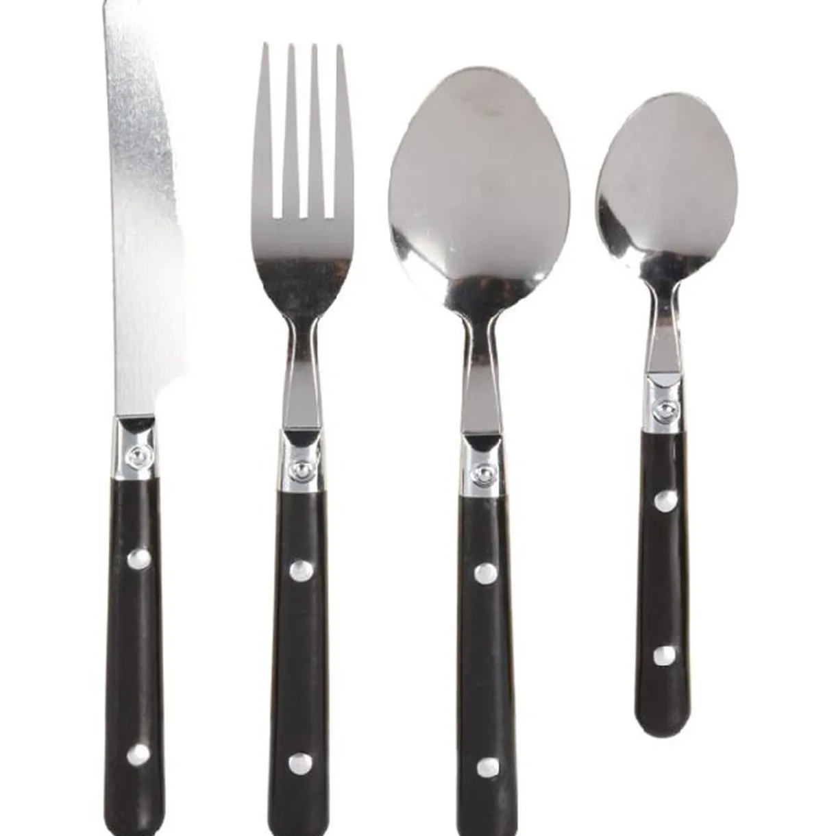 Gifi Ménagère 16 pièces inox manche plastique noir