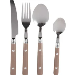 Gifi Ménagère 16 pièces inox manche plastique taupe