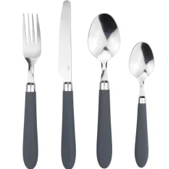 Gifi Ménagère 24 pièces inox manche antidérapant soft touch gris