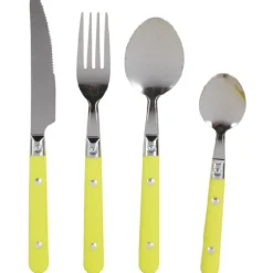 Gifi Ménagère 16 pièces inox manche plastique vert anis Discount