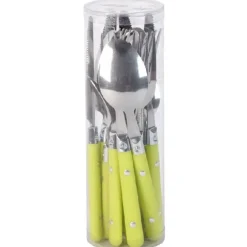 Gifi Ménagère 16 pièces inox manche plastique vert anis Discount