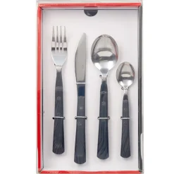 Gifi Ménagère 16 pièces manche effet bois gris foncé Outlet