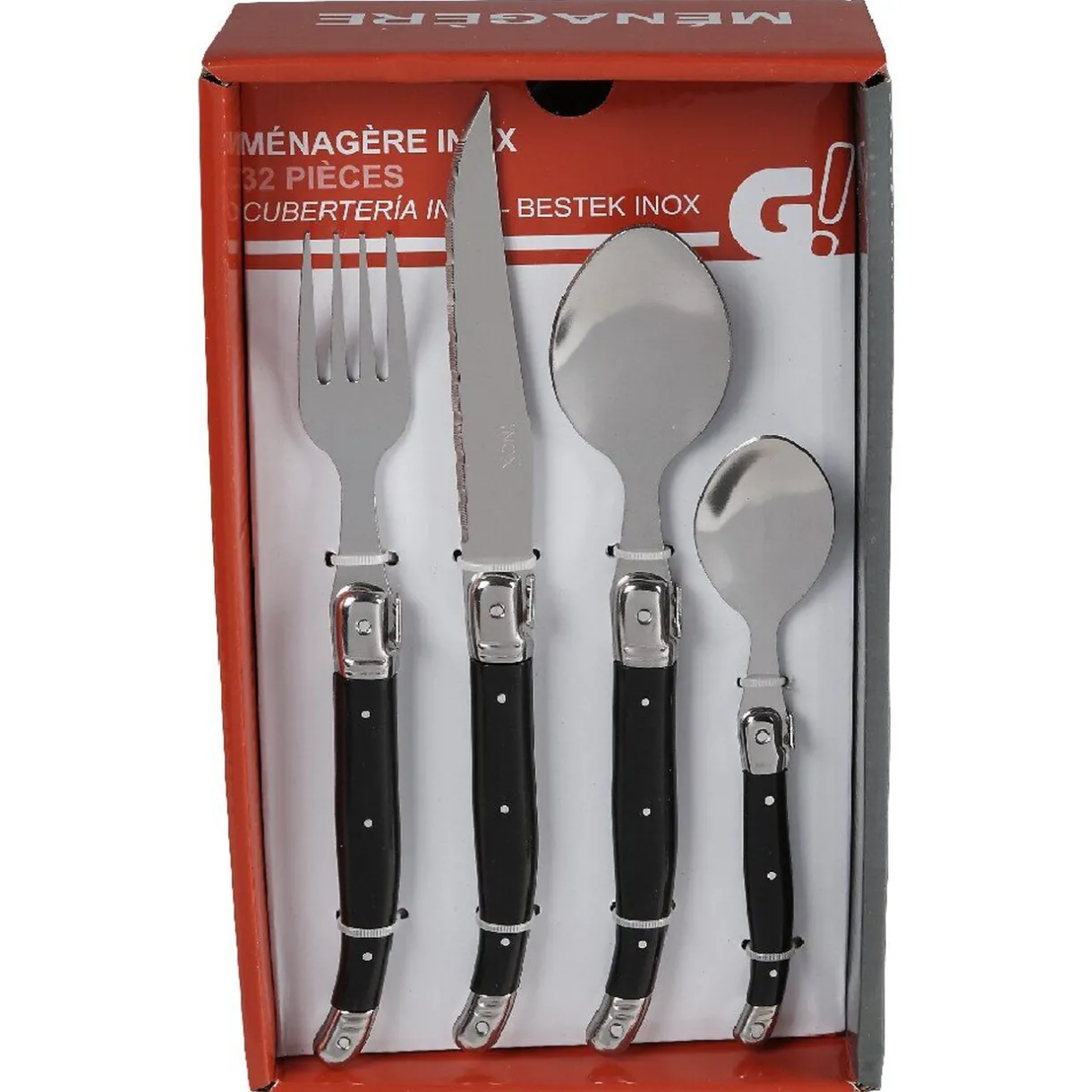 Gifi Ménagère 32 pièces noir et gris chromé Clearance