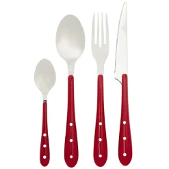 Gifi Ménagère Lisa D'Alban inox manche rouge 16 pièces