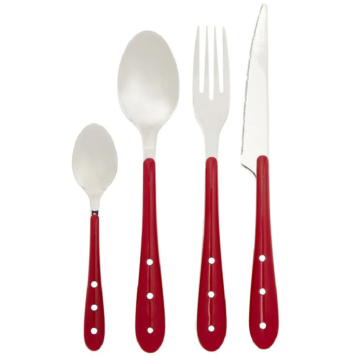 Gifi Ménagère Lisa D'Alban inox manche rouge 16 pièces