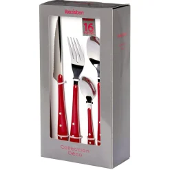 Gifi Ménagère Lisa D'Alban inox manche rouge 16 pièces