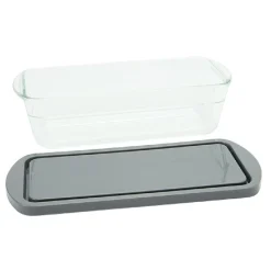 Gifi Moule à cake en verre avec couvercle gris Clearance