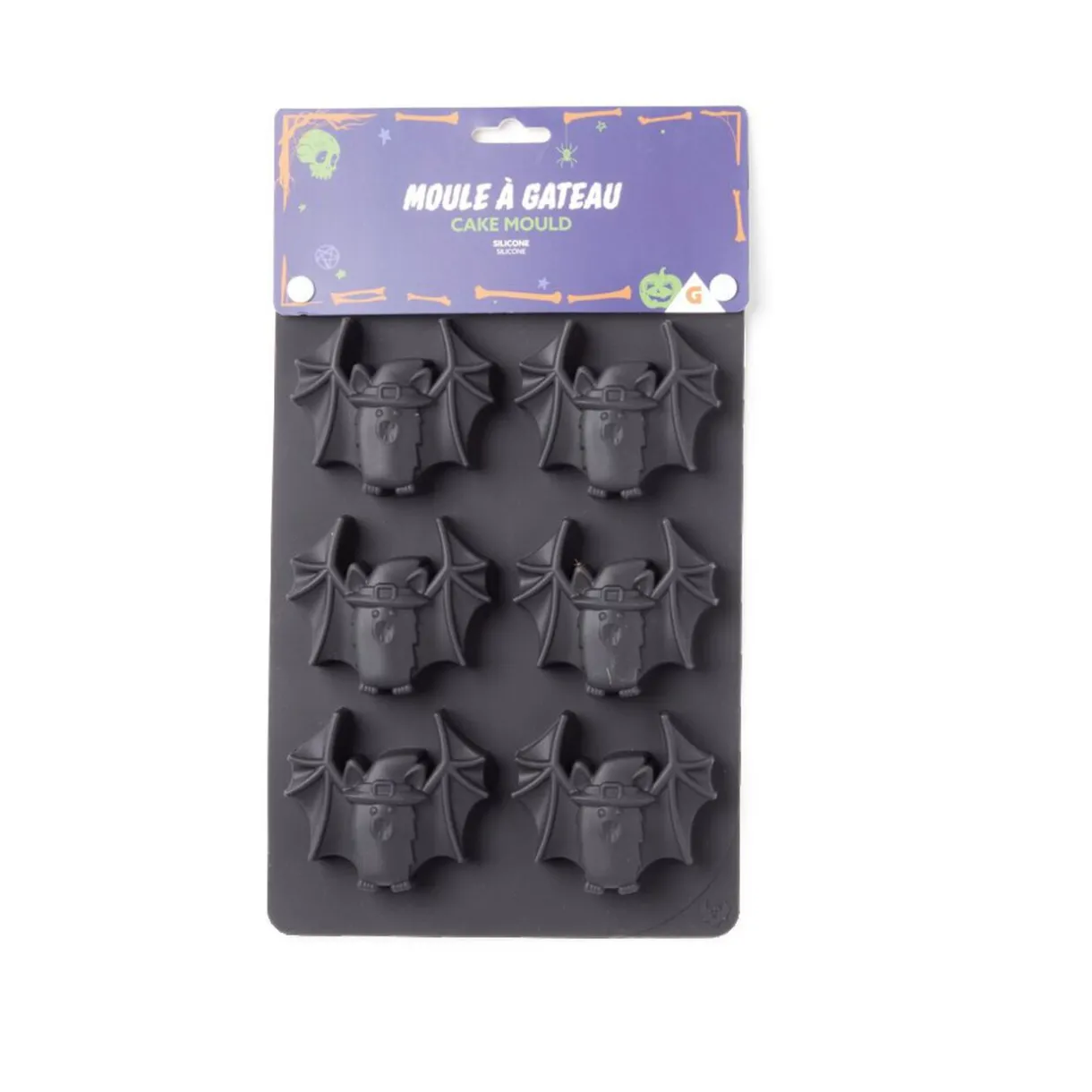 Gifi Moule à gâteau Halloween silicone noir 27x18xH3cm