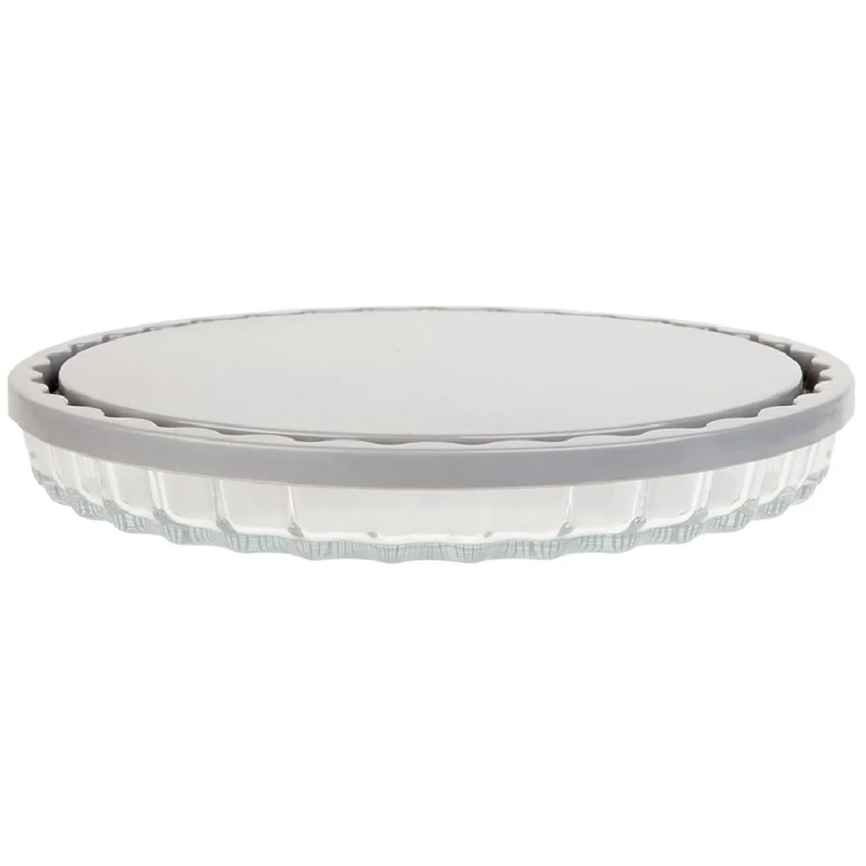 Gifi Moule à tarte en verre avec couvercle gris New
