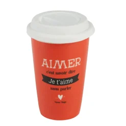 Gifi Mug à emporter rouge blanc mots d amour Discount