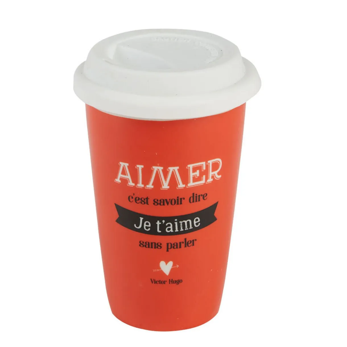 Gifi Mug à emporter rouge blanc mots d amour Discount