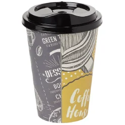 Gifi Mug à motifs couvercle noir 500ml - plastique Ø9xH14cm Online