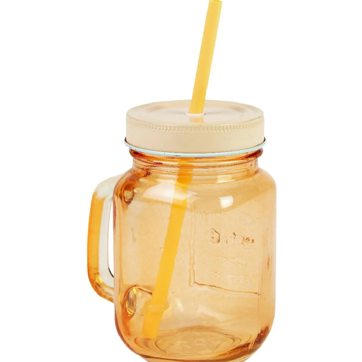 Gifi Mug bocal coloré orange avec paille New