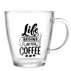 Gifi Mug en verre transparent motif wording 300ml H10,5cm Sale