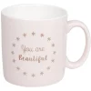 Gifi Mug rose à message beautiful motif étoiles dorées