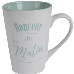 Gifi Mug XL faïence blanc et vert menthe Best