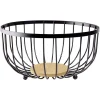 Gifi Panière à fruits fond bambou métal noir Ø25xH13cm Best