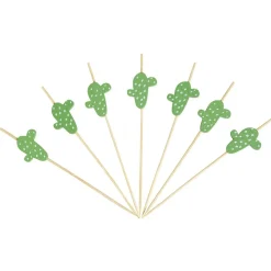 Gifi Pique pour apéritif décor pastéque, ananas, cactus ou flamand rose en bambou x30