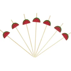 Gifi Pique pour apéritif décor pastéque, ananas, cactus ou flamand rose en bambou x30