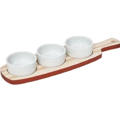Gifi Planche à apéritifs 3 coupelles blanc naturel Outlet