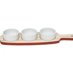 Gifi Planche à apéritifs 3 coupelles blanc naturel Outlet