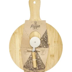 Gifi Planche à découper 6 parts en bambou Ø32cm avec roulette à pizza Sale