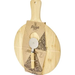 Gifi Planche à découper 6 parts en bambou Ø32cm avec roulette à pizza Sale