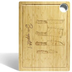 Gifi Planche à découper bambou avec rigole et récupérateur de jus 38x28x1,5cm Online