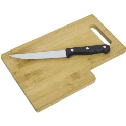 Gifi Planche à découper en bambou avec couteau Discount