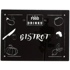 Gifi Planche à découper en verre design fruits et légumes noir et blanc Hot