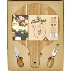 Gifi Planche à servir en bambou Ø25cm avec accessoires pour fromage x2 Discount