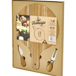 Gifi Planche à servir en bambou Ø25cm avec accessoires pour fromage x2 Discount
