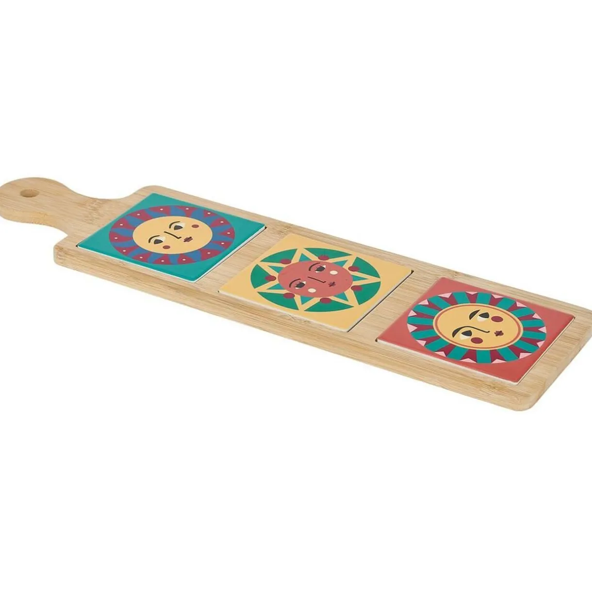 Gifi Planche de présentation apéritif bambou carreaux céramique 46,5x13x1cm Outlet