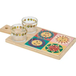 Gifi Planche de présentation apéritif bambou avec 2 ramequins 32x17x1cm Outlet