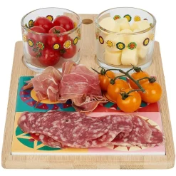 Gifi Planche de présentation apéritif bambou avec 2 ramequins 32x17x1cm Outlet