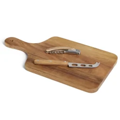 Gifi Planche de présentation avec couteau et tire-bouchon acacia 37x19cm