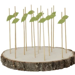 Gifi Planche support à pics apéritifs ronde en bois déco feuille Clearance