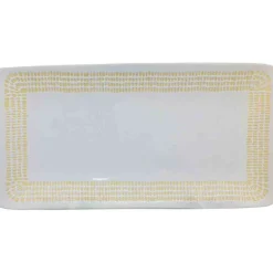 Gifi Plat à cake blanc contour grains de riz jaunes