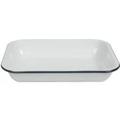 Gifi Plat à four acier émaillé blanc contour bleu Sale