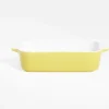 Gifi Plat à four en grès blanc et jaune 24x13,6xH5,5cm Outlet