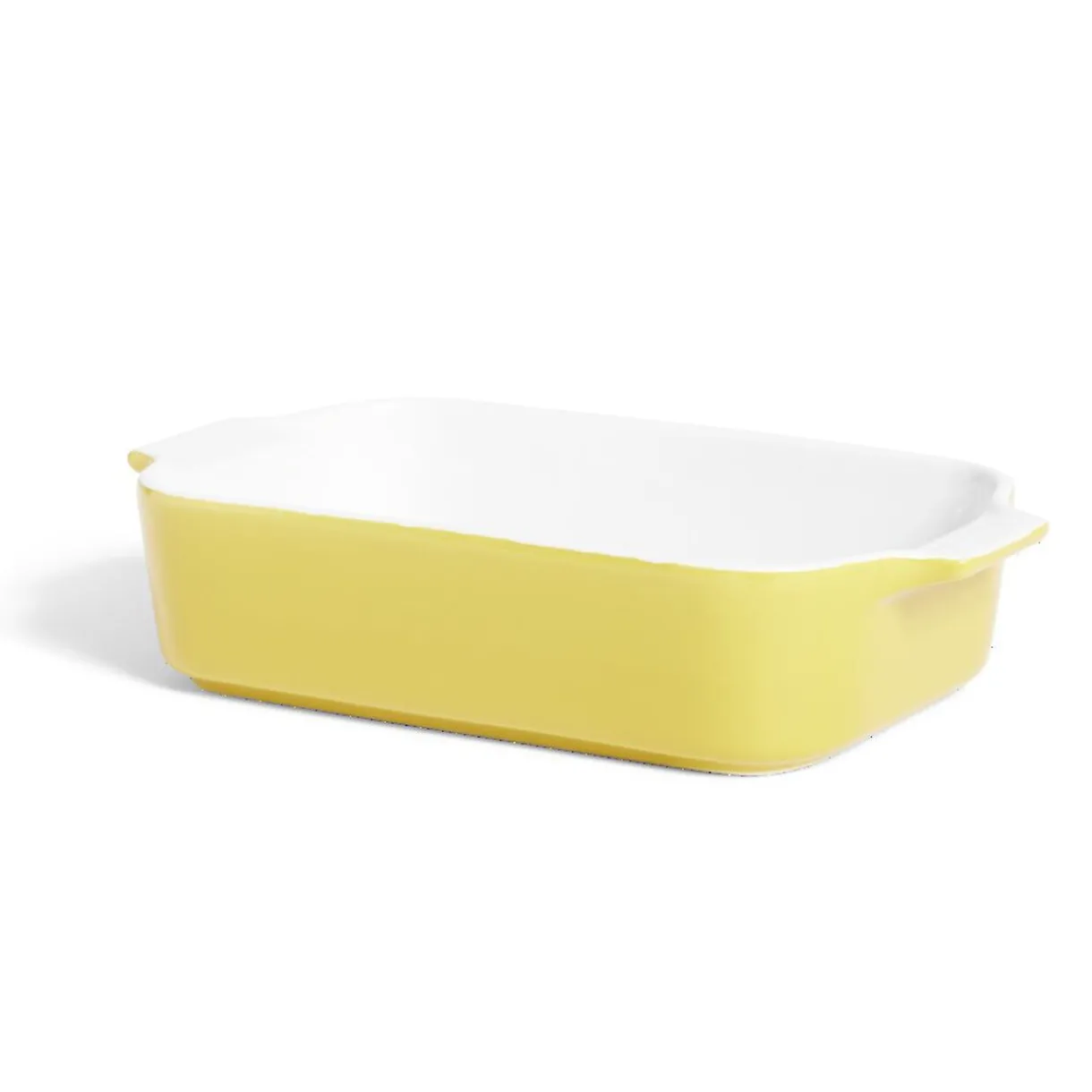Gifi Plat à four en grès blanc et jaune 24x13,6xH5,5cm Outlet