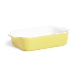 Gifi Plat à four en grès blanc et jaune 24x13,6xH5,5cm Outlet