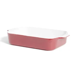 Gifi Plat à four en grès blanc et rouge 35,7x20xH6,7cm Best