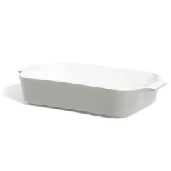 Gifi Plat à four en grès blanc et gris foncé 31x17xH6,2cm Hot