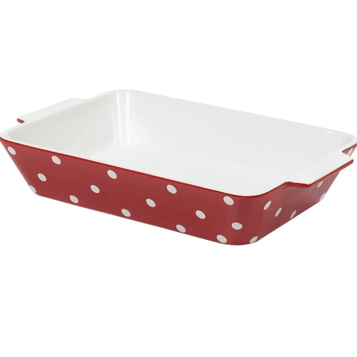 Gifi Plat à four rectangulaire rouge à pois blancs Outlet