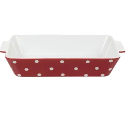 Gifi Plat à four rectangulaire rouge à pois blancs Outlet