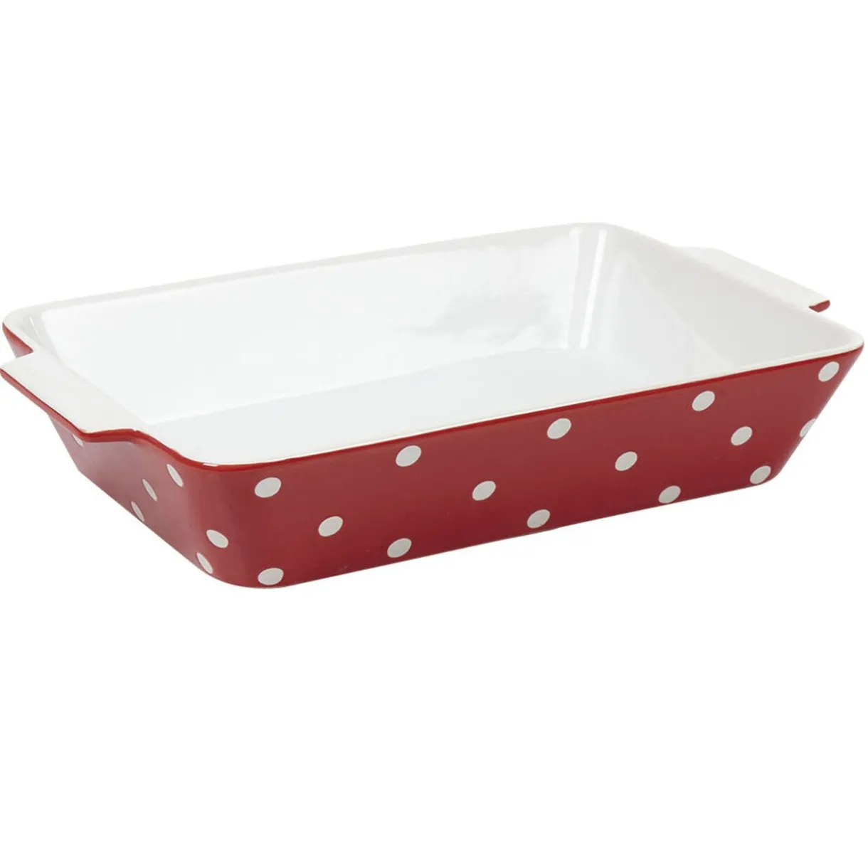 Gifi Plat à four rectangulaire rouge à pois blancs Outlet