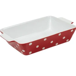 Gifi Plat à four rectangulaire rouge à pois blancs New