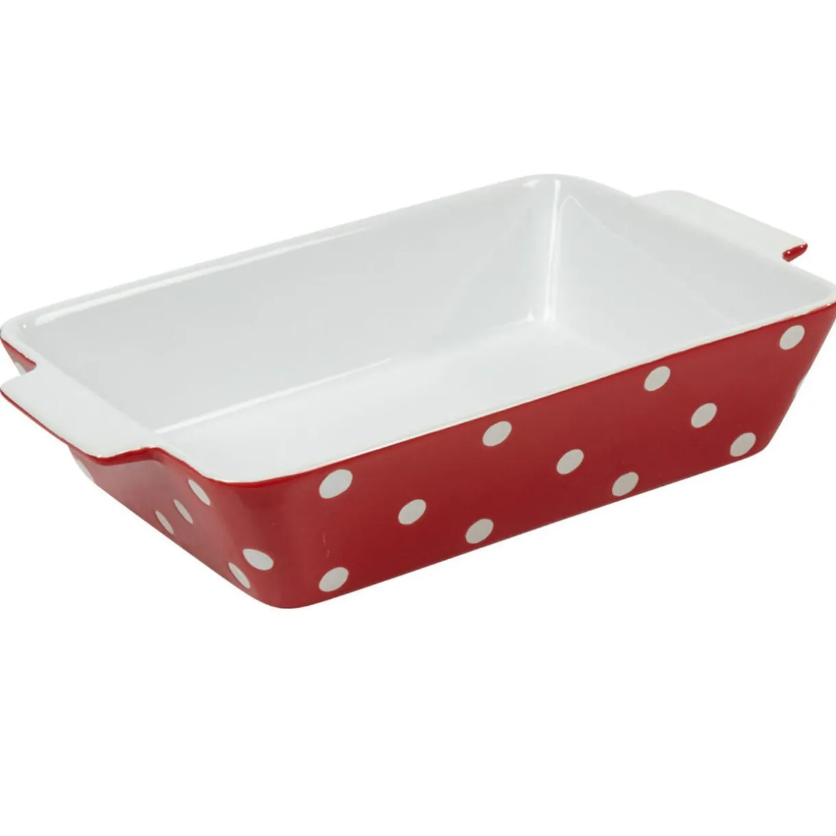 Gifi Plat à four rectangulaire rouge à pois blancs New